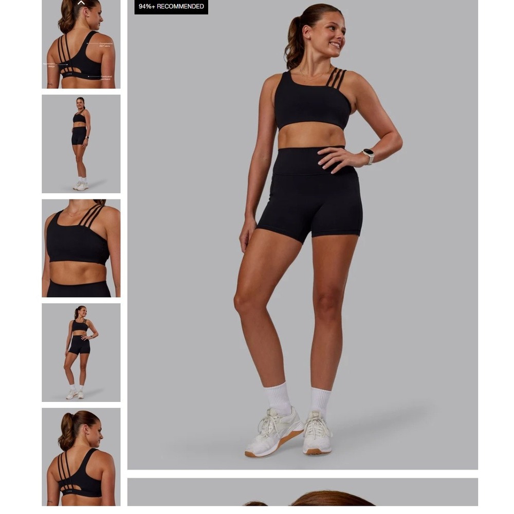 LSKD Galvanise Sports Bra 2.0 Black Asymmetric Strappy Back Women's XS New NWT - Picture 7 of 16